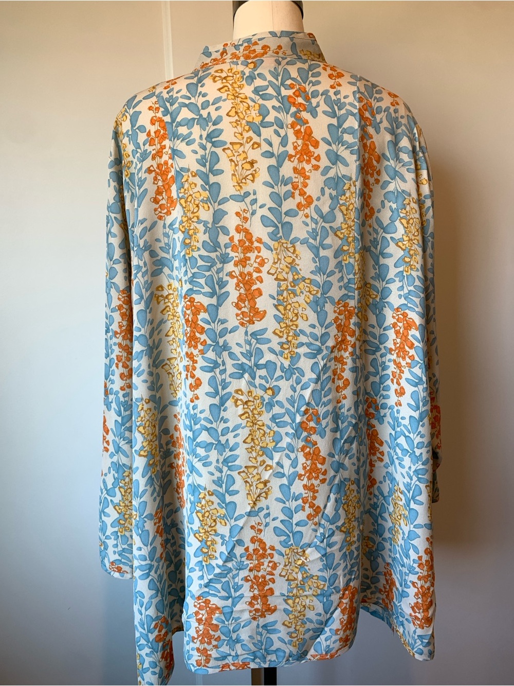 Harari Silk Button-Front Tunic in Light Blue and Orange - Picture 7 of 11